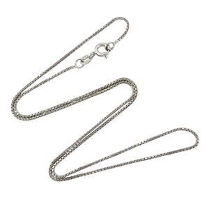 Vintage Italy BSI Sterling Silver 925 Box Chain Necklace 16.5"